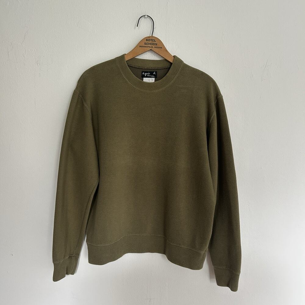 Vintage Agnes B Homme Paris Olive Crewneck Sweatshirt Made in France Mens M